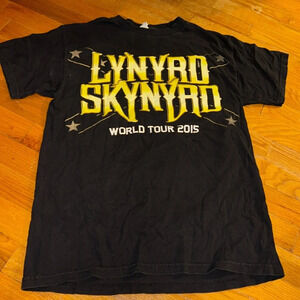 2015 LYNYRD SKYNYRD - WORLD TOUR CONCERT BLK T-SHIRT DEADSTOCK MED ALSTYLE